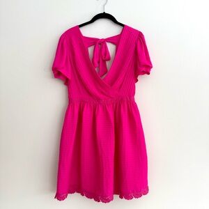 💗ALICE by Temperley Pink Fuschia Pleated Flutter Tea Tie Back Mini Dress NWT